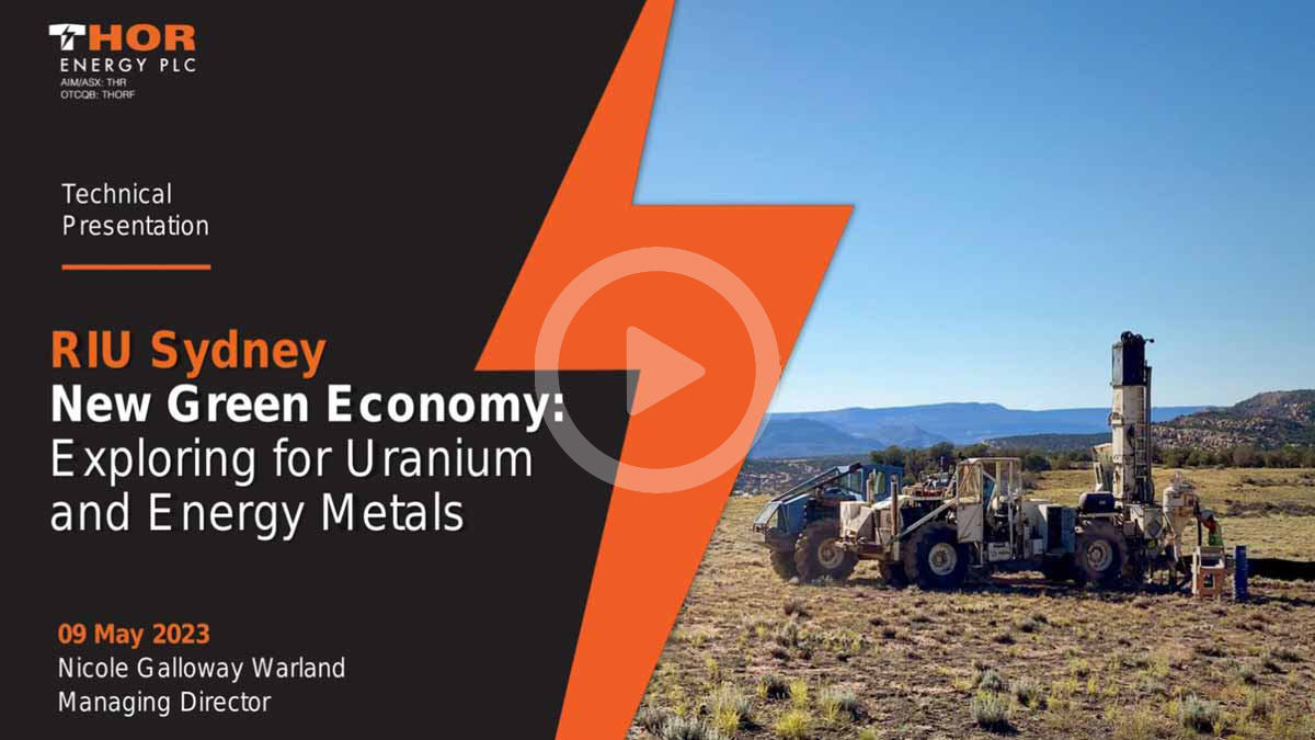 Investor Presentation RIU Sydney 2023 Thor Energy PLC